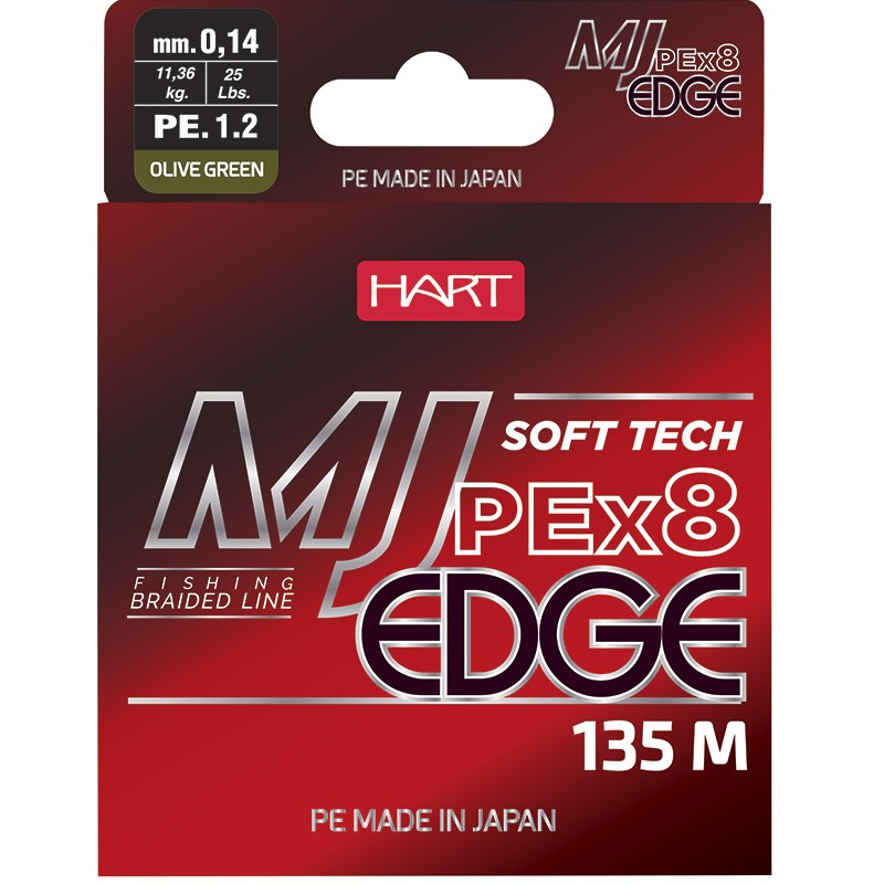 Hart Mj Edge PE X8 | Tresse – Vert Olive / 135M / Vert Olive / 14/100 / 11.36 / 135 / 25 / 1.2
