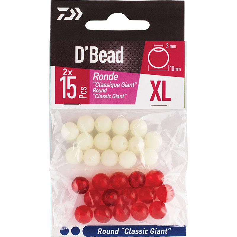 Perle Daiwa D Bead Giant Ronde XL – Blanc-Rouge / 30 / 3 / 10