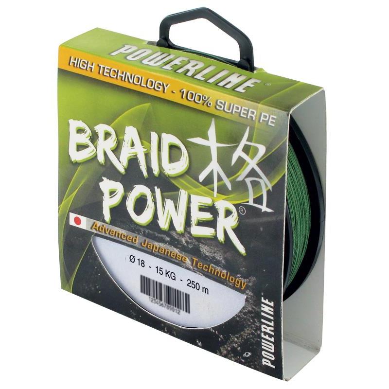 Tresse Powerline Braid Power – Vert / 250M / Vert / 18/100 / 15 / 250