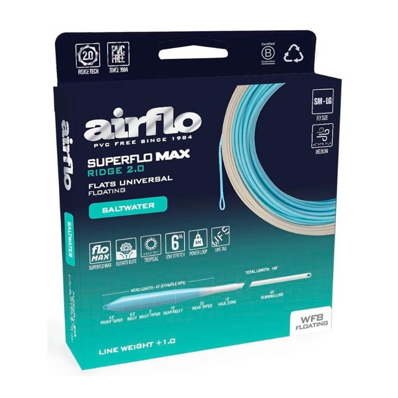 Soie Mouche Airflo Superflo Max Ridge 2.0 Flats Universal Intermediate Fly Line – Flottante / 30.5 / Wf 10F